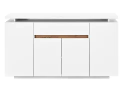 Aparador LED blanco con cajón y 4 puertas, 140x40x80 cm