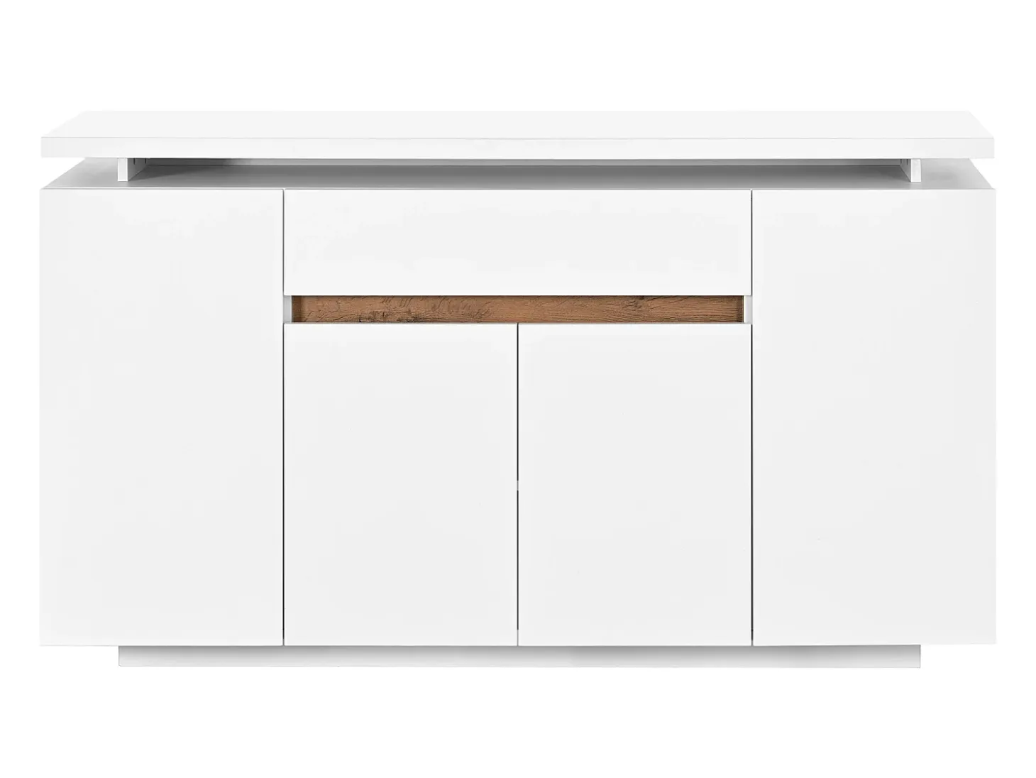 Aparador LED blanco con cajón y 4 puertas, 140x40x80 cm