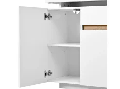 Aparador LED blanco con cajón y 4 puertas, 140x40x80 cm