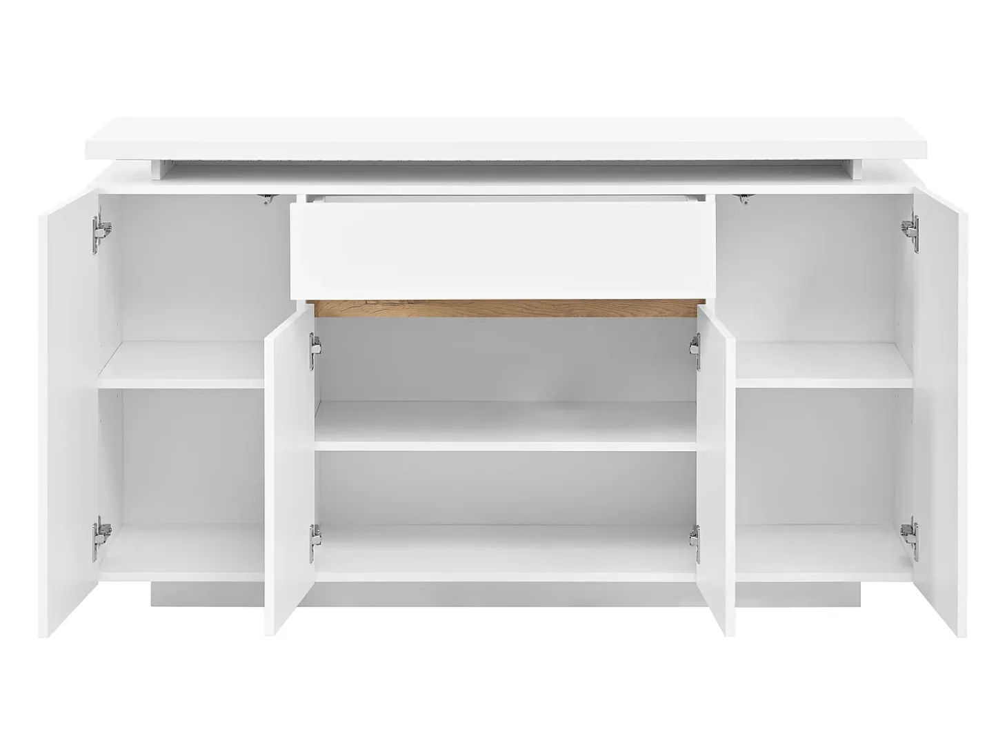 Aparador LED blanco con cajón y 4 puertas, 140x40x80 cm