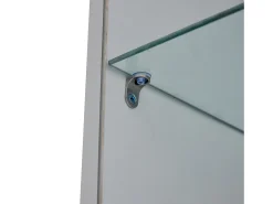 Aparador LED con 3 puertas y 1 estante de vidrio – Blanco y madera natural