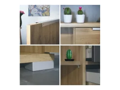 Aparador Linio V2 – Mueble moderno con 2 puertas y 4 cajones, Roble Evoke/antracita mate, 166,5 x 75,5 x 35 cm (An x Al x P) – Mueble auxiliar buffet armario