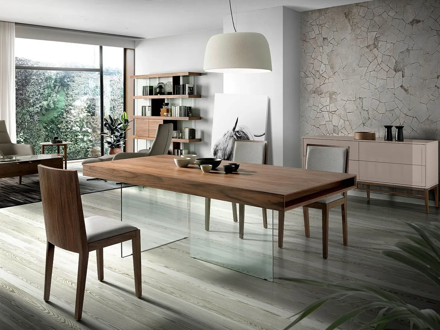 Aparador madera beige y nogal 3074 ANGEL CERDA