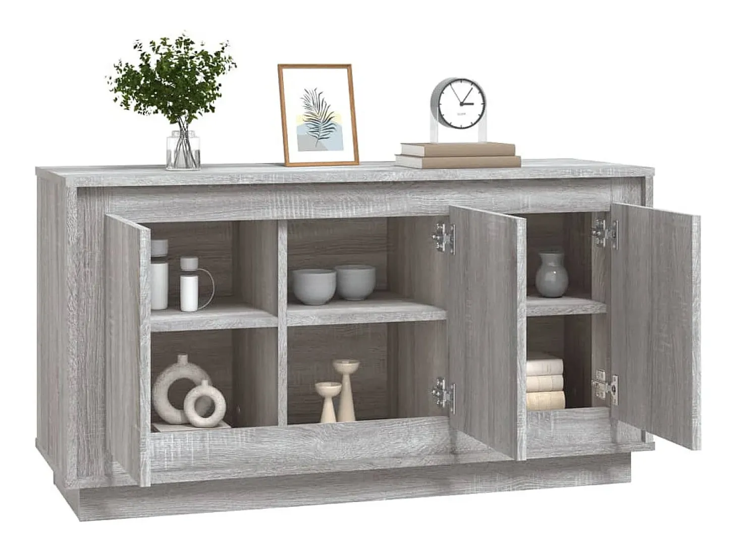 Aparador madera contrachapada gris Sonoma 102x35x55 cm