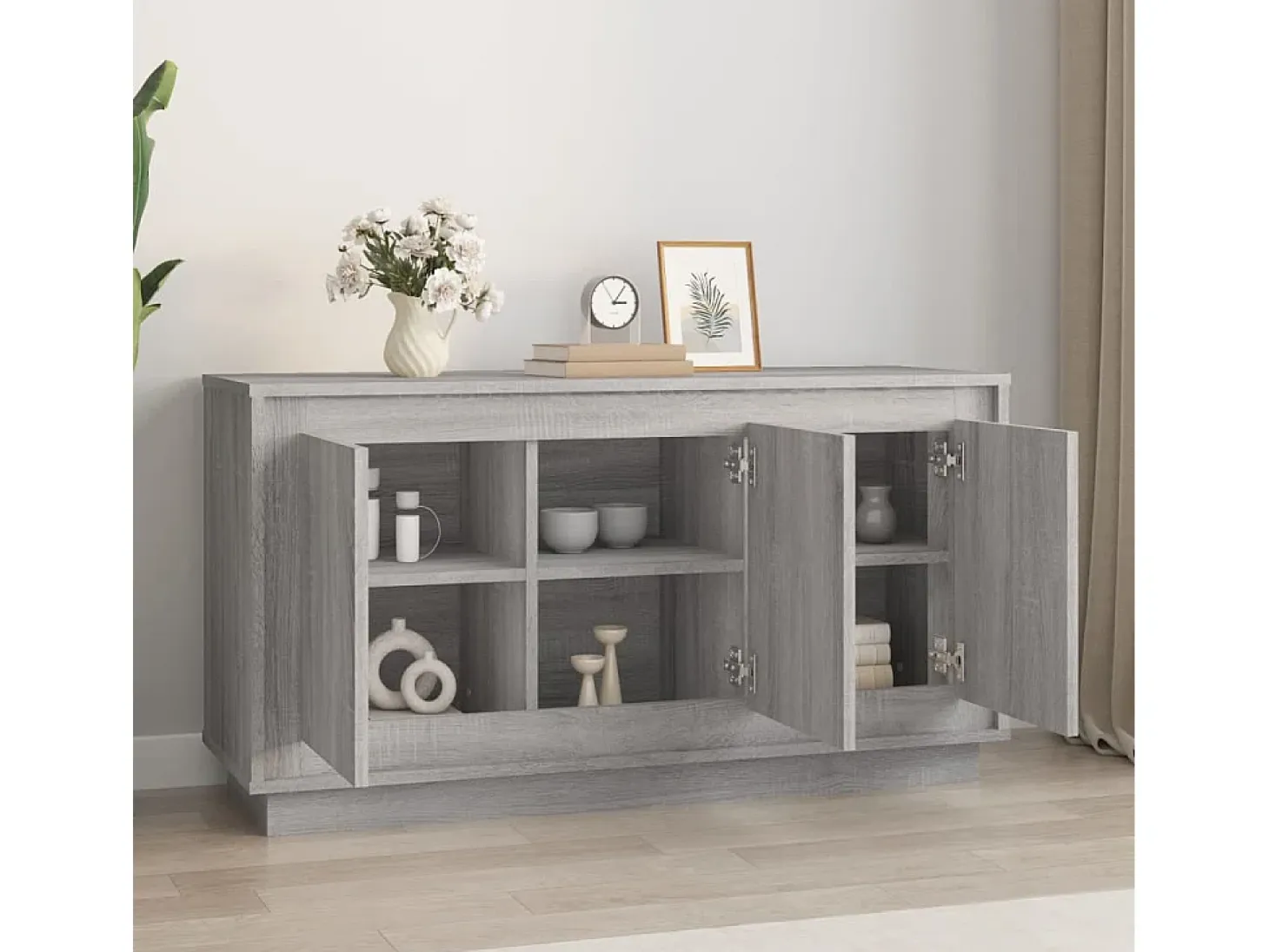Aparador madera contrachapada gris Sonoma 102x35x55 cm
