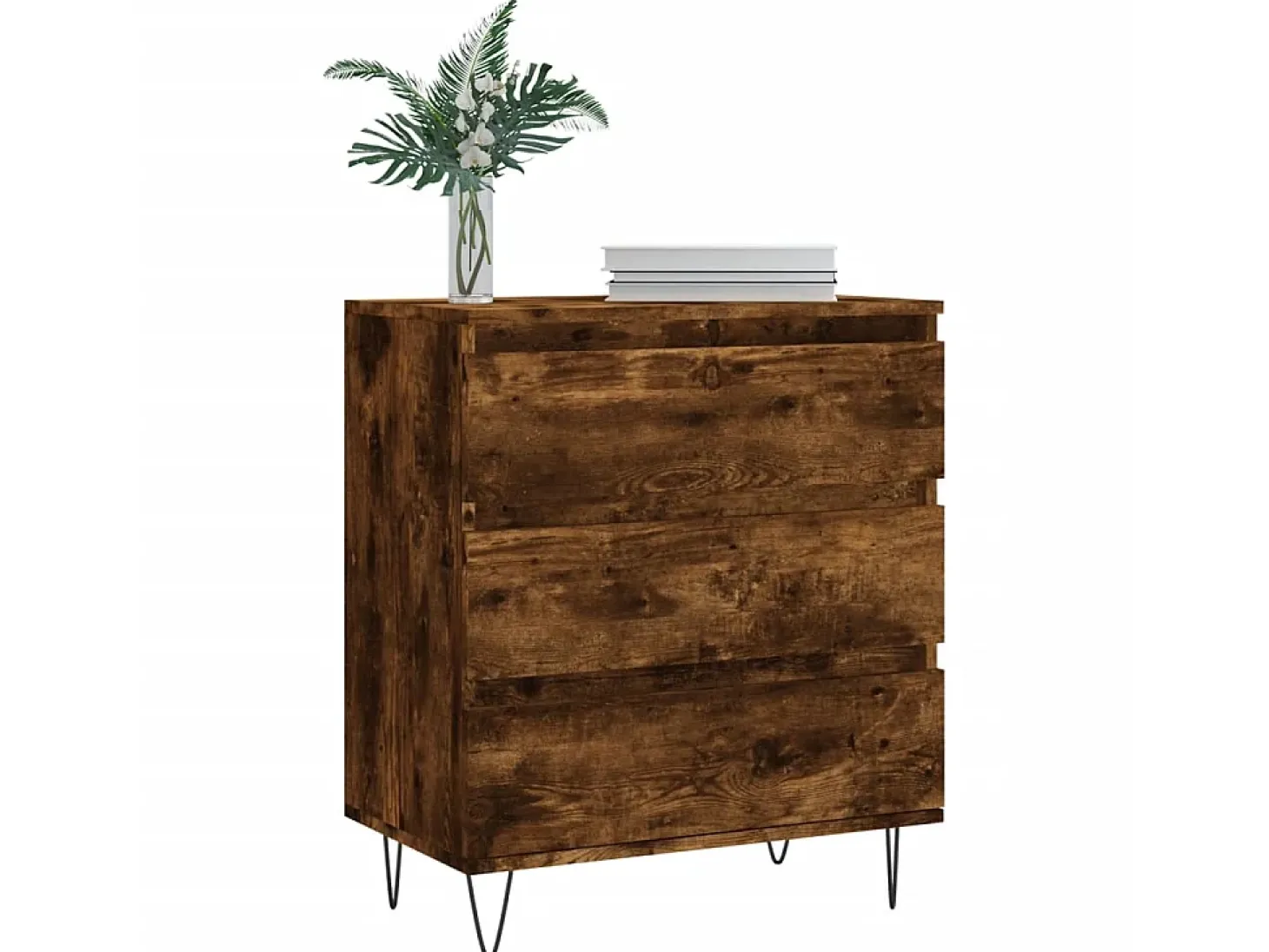 Aparador madera contrachapada color roble ahumado 60x35x70 cm ES61878