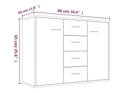Aparador madera contrachapada color roble ahumado 88x30x65 cm