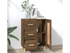 Aparador madera contrachapada marrón roble 69,5x34x90 cm ES79072