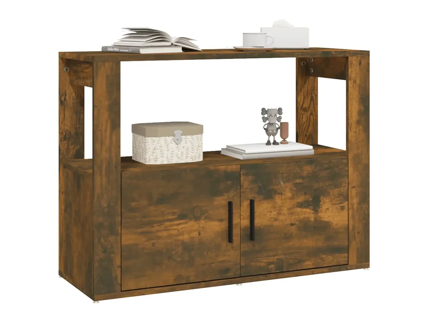Aparador madera contrachapada color roble ahumado 80x30x60 cm ES85744