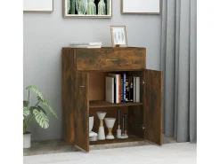 Aparador madera contrachapada color roble ahumado 60x30x75 cm ES74200