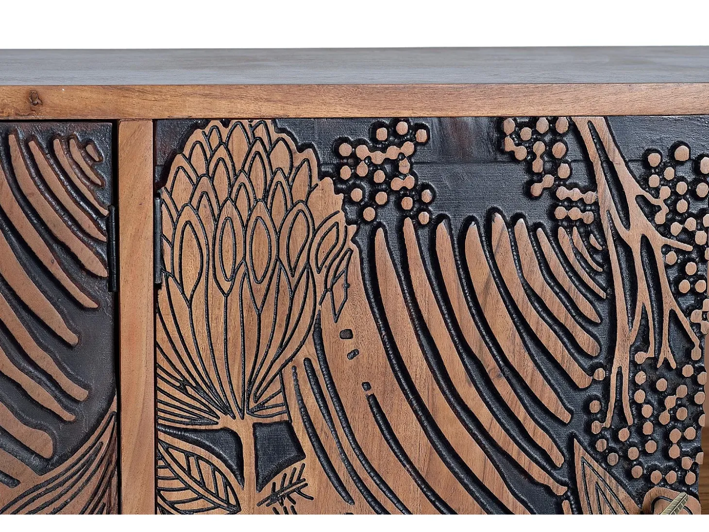 Aparador madera de acacia y detalles en negro 190 cm