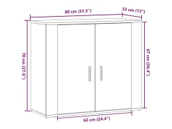 Aparador madera de ingeniería roble artesanal 80x33x70 cm