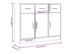 Aparador madera de ingeniería roble ahumado 91x28x75 cm