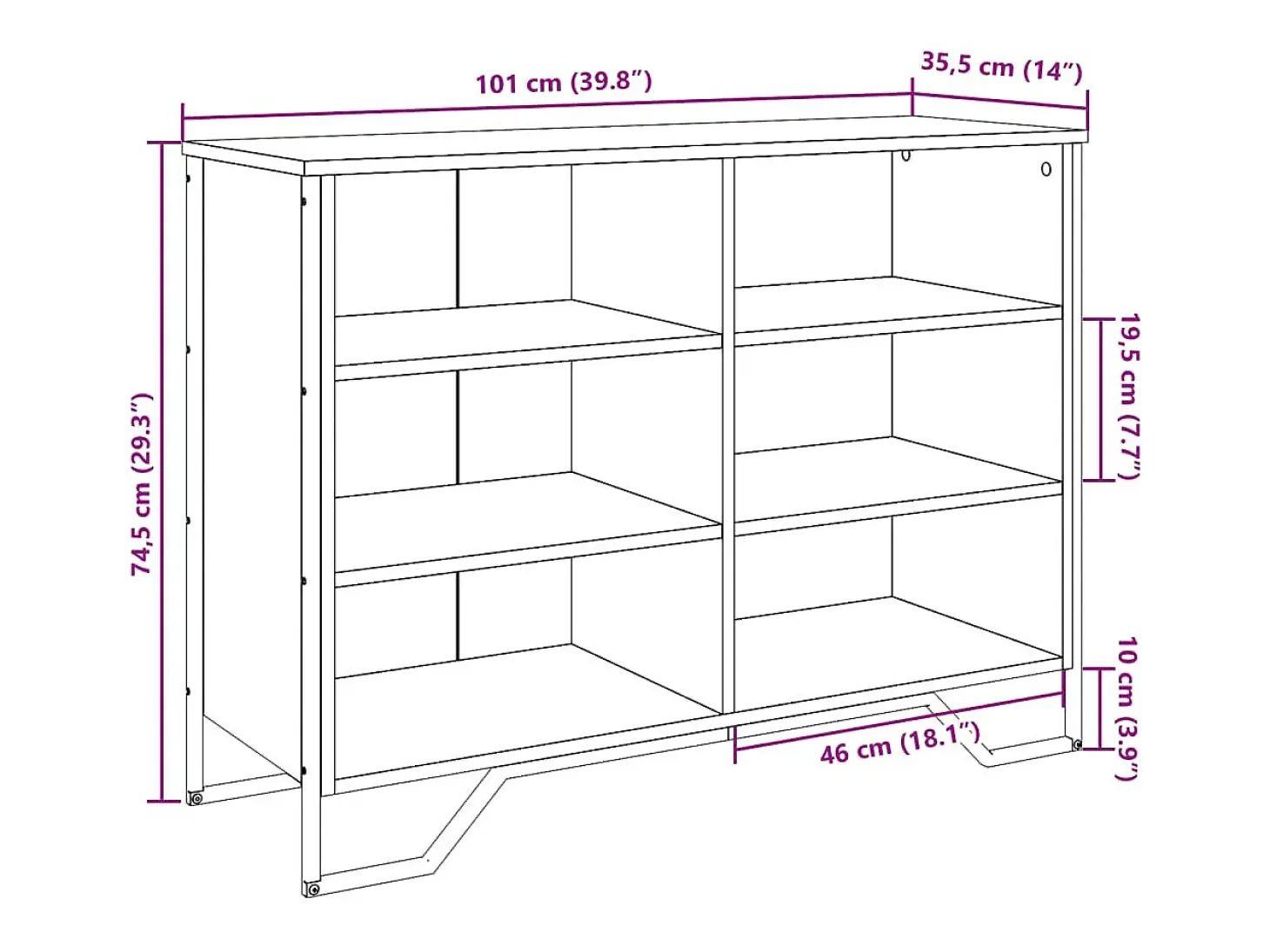 Aparador madera de ingeniería roble marrón 101x35,5x74,5 cm