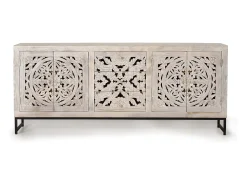 Aparador madera de mango y patas metal blanco envejecido