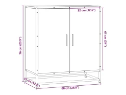 Aparador madera ingeniería y metal roble Sonoma 68x35x76 cm