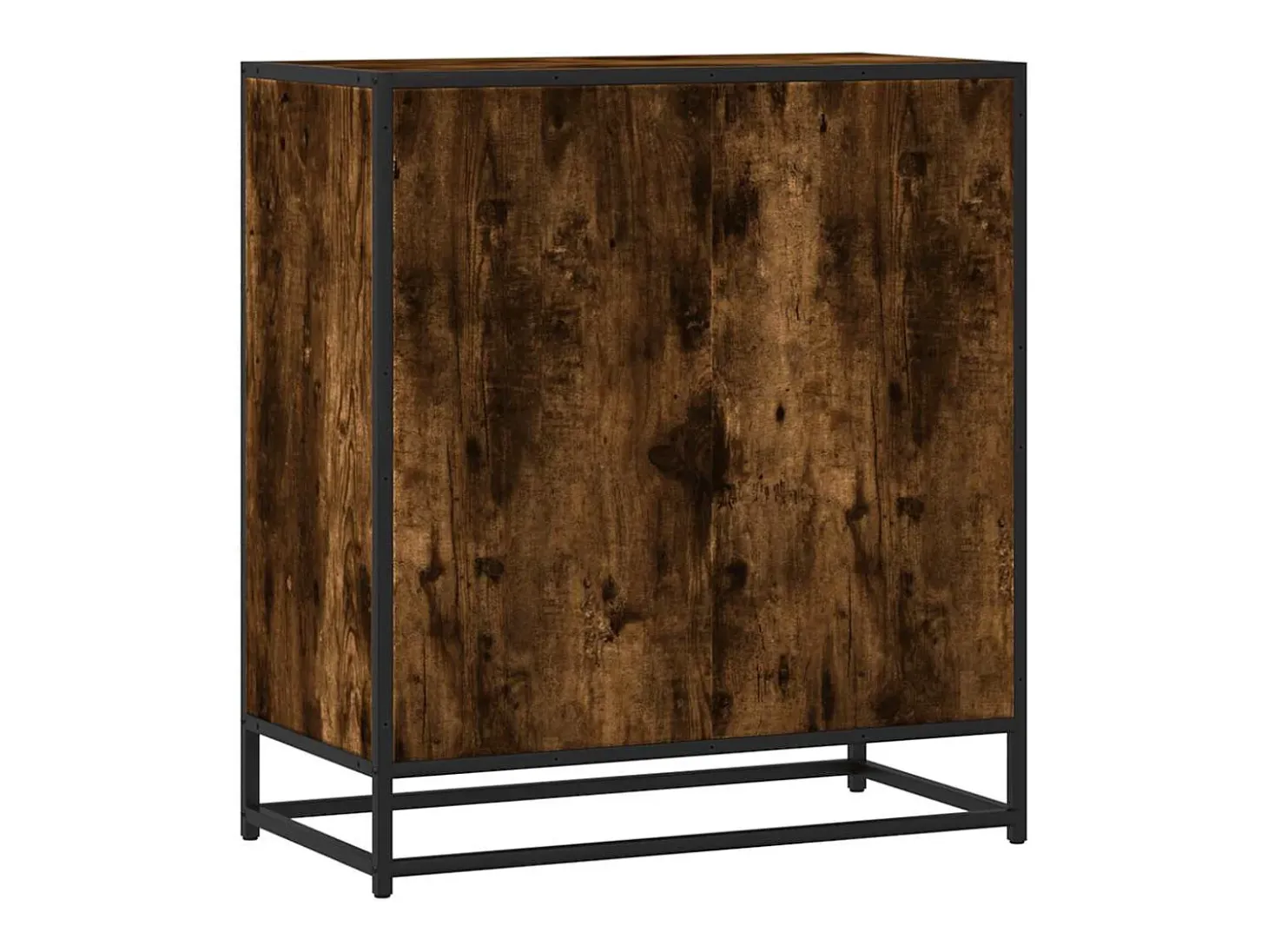 Aparador madera ingeniería y metal roble ahumado 68x35x76 cm