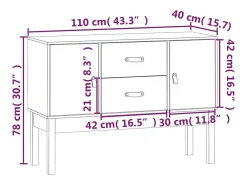 Aparador madera maciza de pino gris 110x40x78 cm