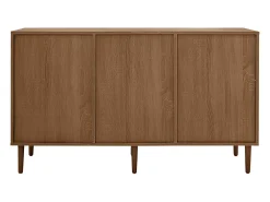 Aparador marrón con 2 puertas de ratán, 1 puerta y 2 cajones 130x40x75,5