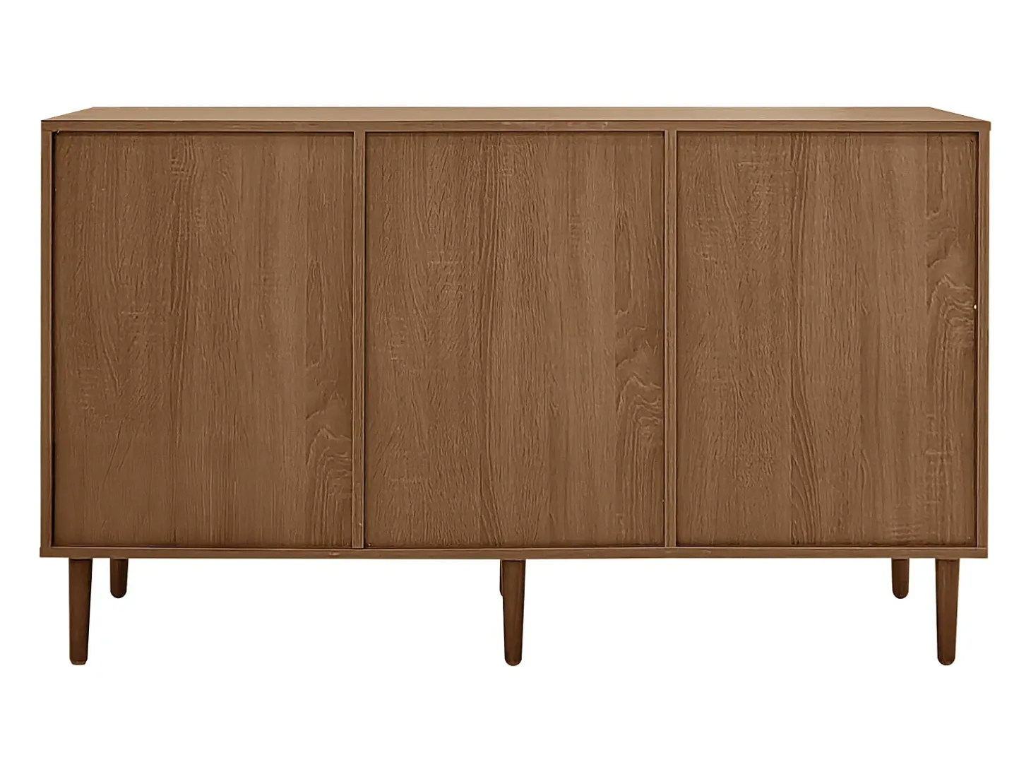 Aparador marrón con 2 puertas de ratán, 1 puerta y 2 cajones 130x40x75,5