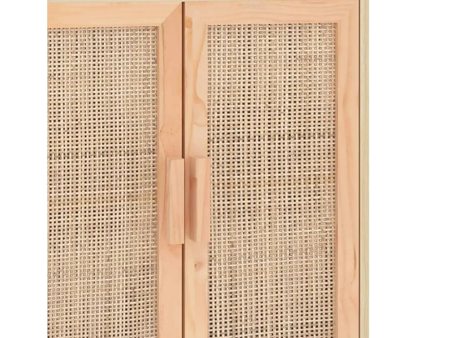Aparador marrón madera pino maciza y ratán natural 60x30x70 cm