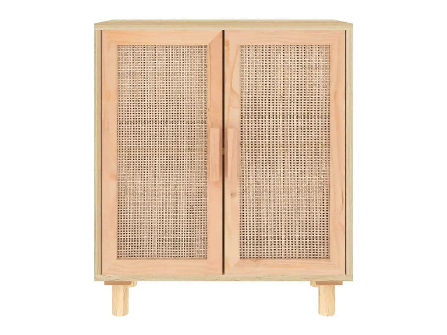 Aparador marrón madera pino maciza y ratán natural 60x30x70 cm
