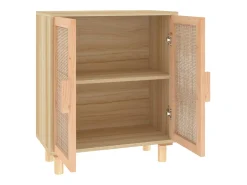 Aparador marrón madera pino maciza y ratán natural 60x30x70 cm