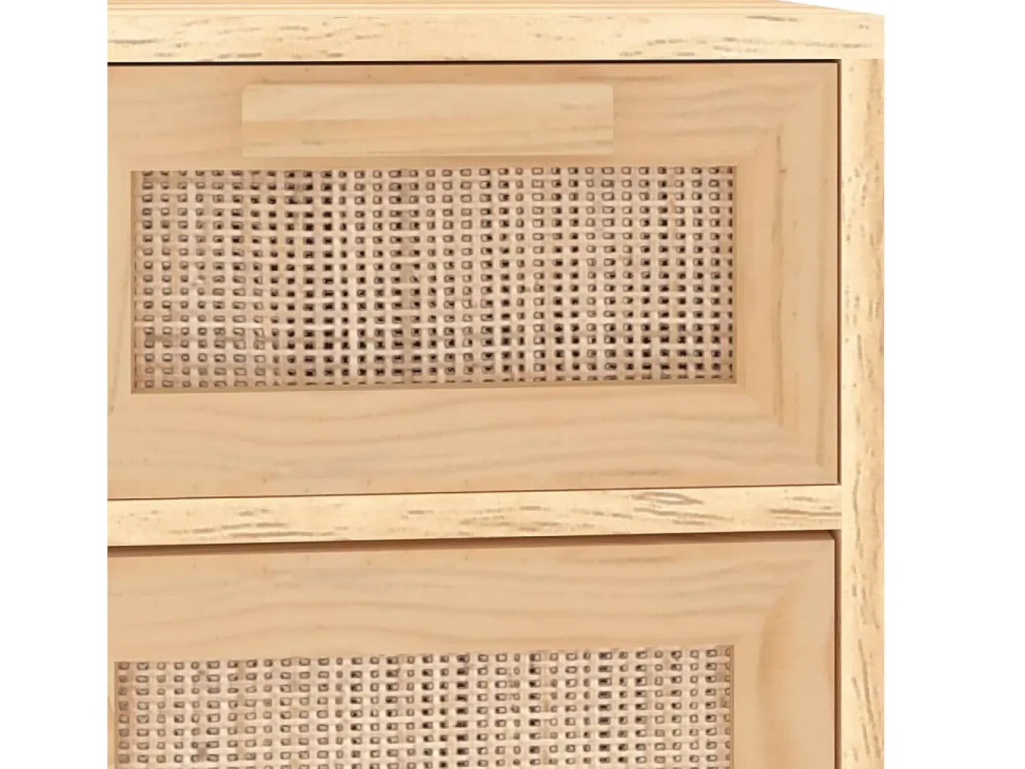 Aparador marrón madera pino maciza y ratán natural 60x30x75 cm