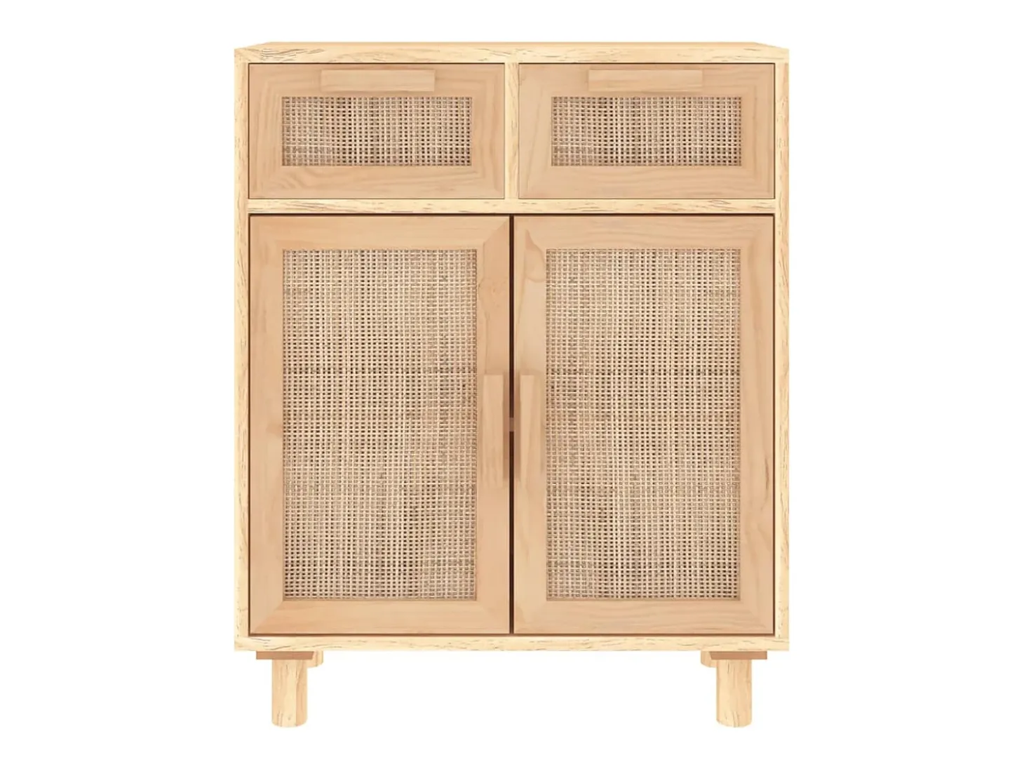 Aparador marrón madera pino maciza y ratán natural 60x30x75 cm