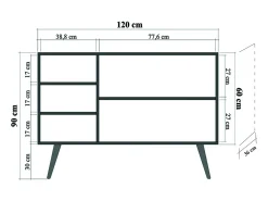 Aparador MEGA-222 sonoma color roble 120x36x90 cm