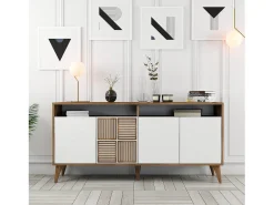 Aparador Milan 160 blanco color nogal 160x35x78 cm