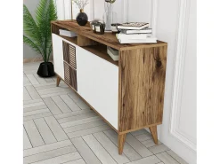 Aparador Milan 160 blanco color nogal 160x35x78 cm