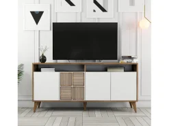Aparador Milan 160 blanco color nogal 160x35x78 cm