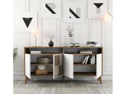 Aparador Milan 160 blanco color nogal 160x35x78 cm