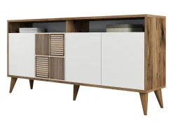 Aparador Milan 160 blanco color nogal 160x35x78 cm
