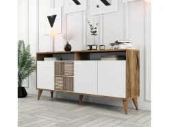 Aparador Milan 160 blanco color nogal 160x35x78 cm