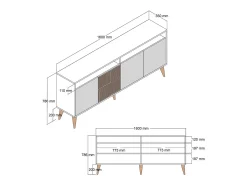 Aparador Milan 160 blanco 160x35x78 cm