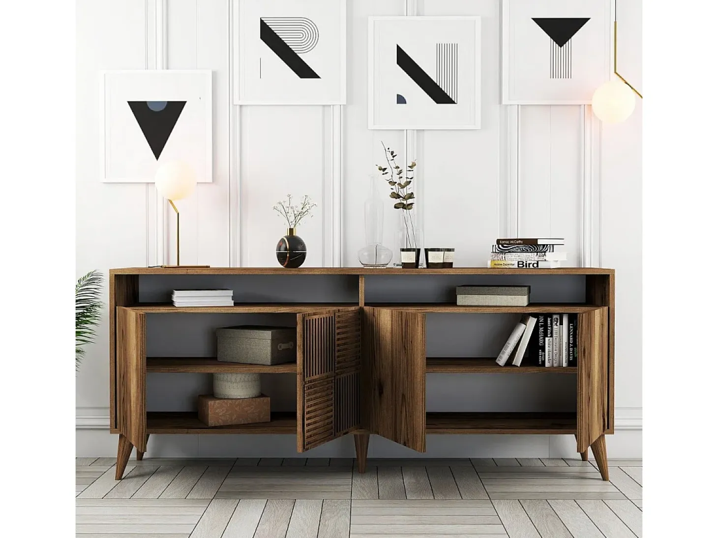 Aparador Milan color nogal 180x35x78.6 cm