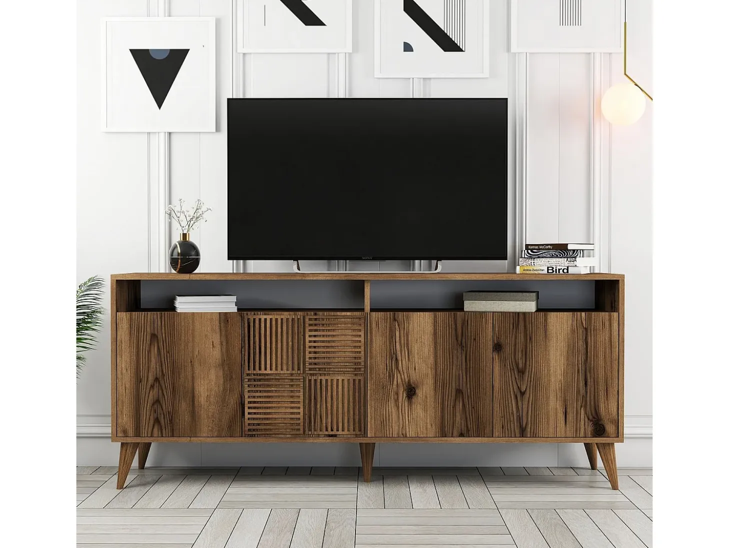 Aparador Milan color nogal 180x35x78.6 cm