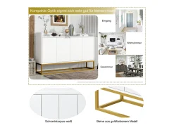 Aparador minimalista moderno de 4 puertas sin tiradores (blanco)
