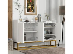 Aparador minimalista moderno de 4 puertas sin tiradores (blanco)
