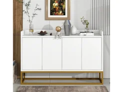 Aparador minimalista moderno de 4 puertas sin tiradores (blanco)