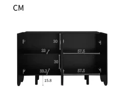 Aparador moderno - 4 puertas en forma de U con estantes - Negro