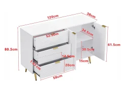 Aparador moderno - 2 puertas y 3 cajones - Blanco