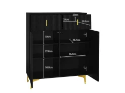 Aparador moderno - 2 puertas con estantes ajustables y 2 cajones - Negro