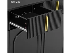 Aparador moderno - 2 puertas de cristal con 4 cajones y estantes ajustables - Negro