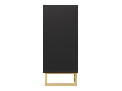 Aparador moderno - 152 x 40 x 75 cm - con 4 puertas + patas doradas - MDF - negro