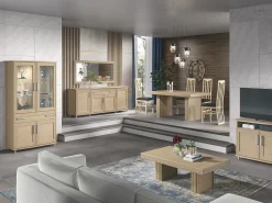Aparador moderno 4 puertas 1 cajón roble claro Italino 206 cm