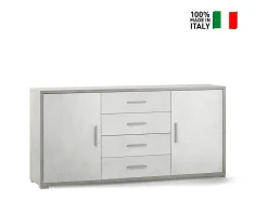 Aparador moderno 2 puertas 4 cajones buffet salón Cleore - Gris - Blanco
