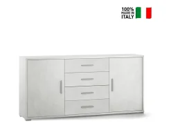 Aparador moderno 2 puertas 4 cajones buffet salón Cleore - Blanco